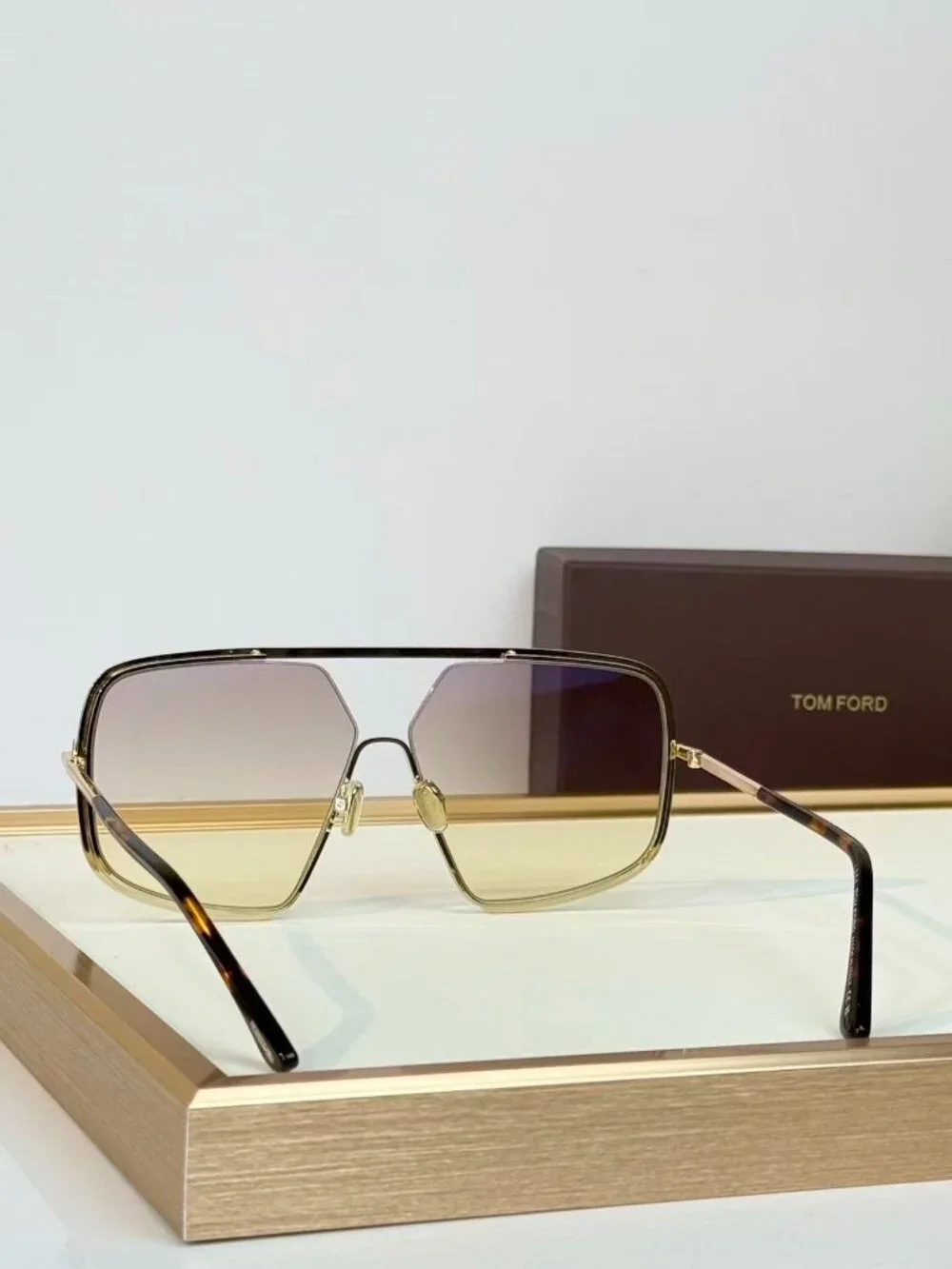 Gold Frame Oversized Gradient Sunglasses